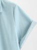 Men's Matching Two Piece Co Ord Camp Collar Button Up Geometric Corduroy Short Sleeves Shirt and Drawstring Casual Shorts Set -  