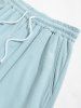 Men's Matching Two Piece Co Ord Camp Collar Button Up Geometric Corduroy Short Sleeves Shirt and Drawstring Casual Shorts Set -  
