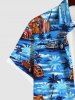 Plus Size Coconut Tree Sea Car Print Button Pocket Hawaii Shirt For Men -  