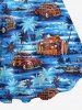 Plus Size Coconut Tree Sea Car Print Backless A Line Hawaii Tank Dress -  