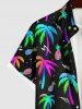 Plus Size Colorful Coconut Tree Pineapple Print Button Pocket Hawaii Shirt For Men -  