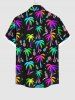Plus Size Colorful Coconut Tree Pineapple Print Button Pocket Hawaii Shirt For Men -  