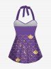 Fashion 3D Mermaid Scale Sequins Print Twist Halter Backless Cinched Boyleg Tankini Swimsuit (Adjustable Shoulder Strap) -  