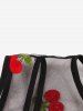 Plus Size Cherry Embroidery Sheer Mesh Zipper Tie 1950s Vintage Dress -  