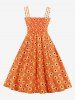1950s Retro Plus Size Sunflower Print Tie Vintage Cottagecore Dress -  