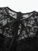 Plus Size Flower Flocking Sheer Mesh Tie Zipper 1950s Vintage Dress -  
