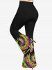 Pantalon Evasé Teinté Léopard Imprimé de Grande Taille - Noir M