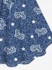 Plus Size Heart Stars Denim Print Cinched Tank Top -  