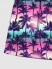 Short de Plage Ombré Arbre Noix de Coco Imprimé avec Poche pour Homme - Pourpre  2XL