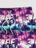Men's Ombre Colorblock Coconut Tree Print Pocket Beach Shorts -  