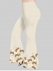 Pantalon Évasé à Imprimé Ailes D'Ange Grande-Taille - Blanc de Crème  L