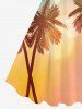 Plus Size Ombre Dusk Coconut Tree Swallow Print Backless Hawaii A Line Tank Dress -  