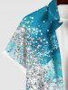 Plus Size Turtle Sandstone Ombre Sea Waves Print Button Pocket Hawaii Sea Creatures Shirt For Men -  
