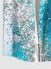 Chemise Décontractée Boutonnée Flocon de Neige avec Poche Cachée Ombre à la Mer Grande Taille pour Homme - Bleu clair 6XL