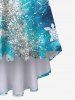 Robe Rétro Asymétrique Ombré Tortue Imprimée de Grande Taille - Bleu clair 5X
