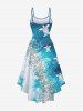 Plus Size Turtle Sandstone Ombre Sea Waves Print High Low Asymmetric Hawaii Sea Creatures Cami Dress -  