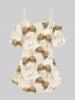 Renaissance Plus Size Cold Shoulder Angel Wings Stars Print Cami T-shirt -  