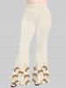 Pantalon Évasé à Imprimé Ailes D'Ange Grande-Taille - Blanc de Crème  L
