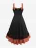 Plus Size Floral Lace Panel Lace-up Buckle Backless Asymmetric High Low Vintage A Line Dress -  