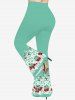 Pantalon Evasé Cerise Cœur Imprimés Croisé de Grande Taille - Vert 6X