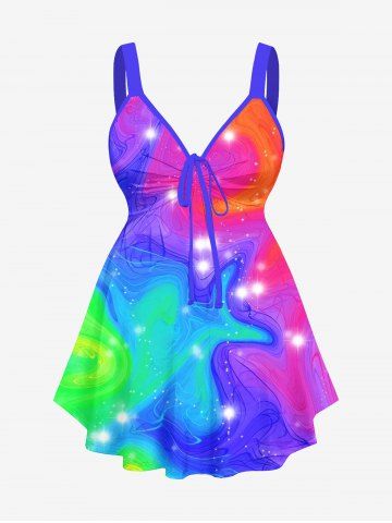 Plus Size Ombre Color Tie Dye Print Cinched Backless Maternity Tank Top - MULTI-A - XS