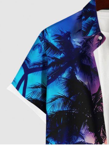Coconut Tree Boat Birds Sunset Print Plus Size Matching Hawaii Beach Outfit For Couples