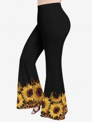Pantalon Evasé Léopard Imprimé de Grande Taille - Noir 1X