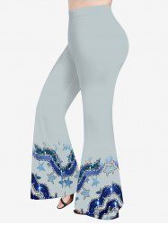 Pantalon évasé à rayures étoilées et paillettes scintillantes grandes tailles - Gris Foncé XS