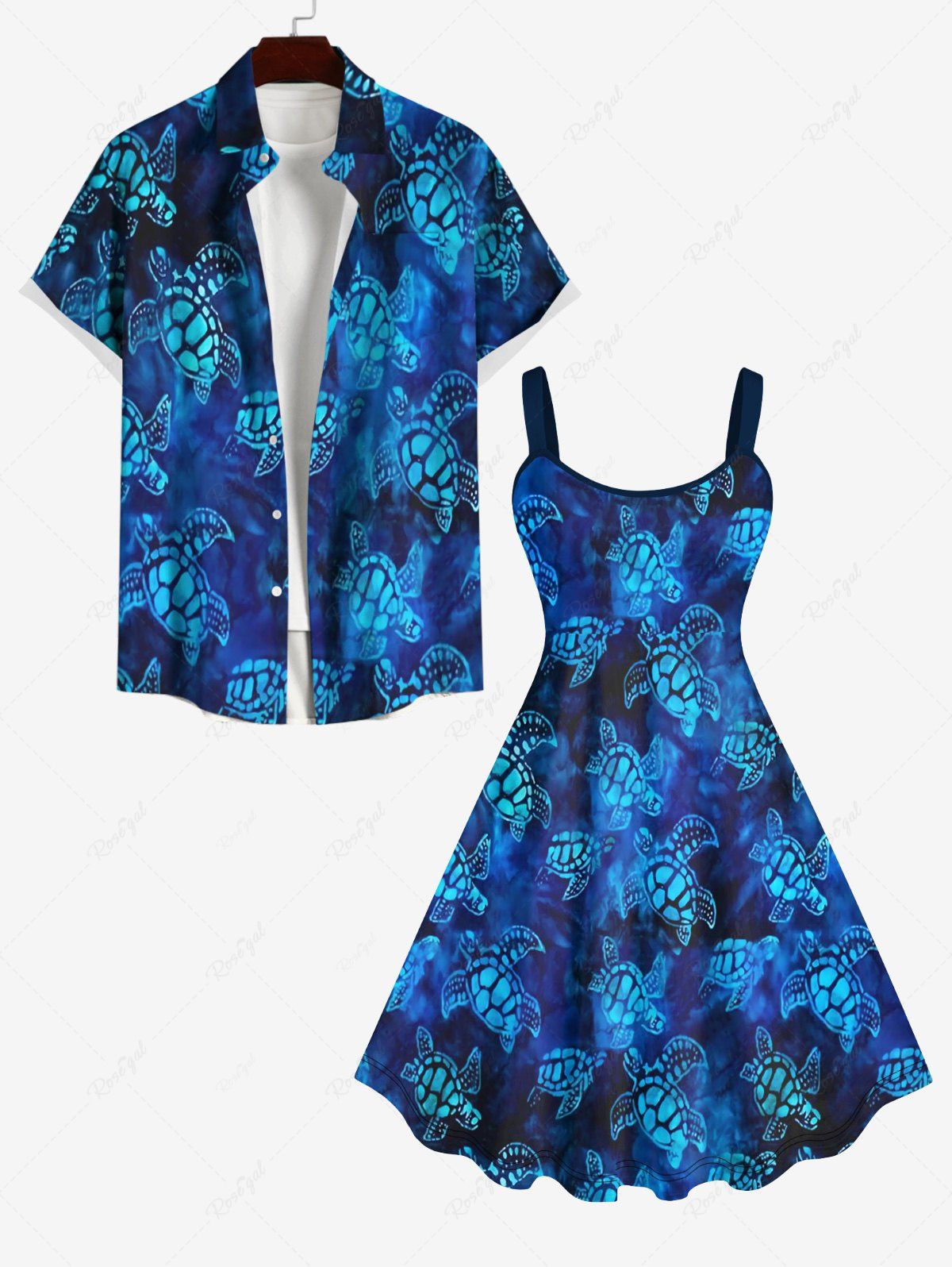 Outfit Sea Turtle Print Sea Creatures Plus Size Matching Hawaii Beach Outfit For Couples  