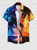 Coconut Tree Boat Birds Sunset Print Plus Size Matching Hawaii Beach Outfit For Couples -  