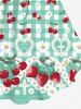 Plus Size Cherry Strawberry Daisy Heart Cross Plaid Printed Cinched Backless Tank Top -  