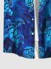 Men's Glitter Ombre Sea Turtle Print Hawaii Sea Creatures Button Pocket Shirt -  