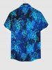 Chemise Brillante D'Océan Boutonnée Ombrée Imprimée avec Poche pour Homme - Bleu XL