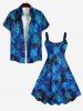 Robe Débardeur Linge A Ombré Tortue de Mer Imprimée sans Dos de Grande Taille - Bleu 1X
