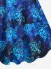Plus Size Ombre Sea Turtle Print Hawaii Sea Creatures Backless A Line Tank Dress -  