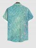Plus Size Turtle Floral Water Wave Print Hawaii Sea Creatures Button Pocket Shirt For Men -  
