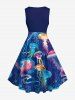 Plus Size Sea Creatures Jellyfish Print 1950s Vintage Dress -  