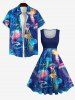 Plus Size Sea Creatures Jellyfish Print 1950s Vintage Dress -  