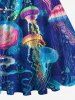 Plus Size Sea Creatures Jellyfish Print 1950s Vintage Dress -  
