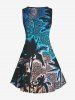 Hawaii Plus Size Coconut Tree Vintage Floral Print Sleeveless A Line Dress -  