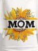 Mother's Day Sunflower Print Oblique Shoulder Batwing Sleeve Ruched T-shirt -  