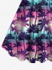 Coconut Tree Ombre Galaxy Print Dress and Button Pocket Shirt and Shorts Plus Size Matching Hawaii Beach Outfit For Couples -  