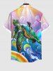 Chemise à Imprimé Tortues Marines et Arc-en-Ciel avec Poches Grande-Taille pour Hommes - Multi-A XL