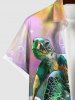 Chemise à Imprimé Tortues Marines et Arc-en-Ciel avec Poches Grande-Taille pour Hommes - Multi-A XL