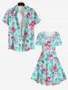 Robe Ligne A Vintage Flamant Arbre Noix de Coco Fleurie Imprimés de Grande Taille - Vert clair L