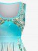 Plus Size Shell Conch Sea Portal Print Ombre Hawaii 1950s A Line Dress -  