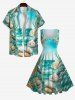 Plus Size Shell Conch Sea Portal Print Ombre Hawaii 1950s A Line Dress -  