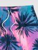 Plus Size Hawaii Sky Aurora Colorblock Coconut Tree Print Beach Shorts For Men -  