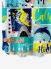 Kid's Dolphin Letters Stars Geometric Colorblock Print Hawaii Button Pocket Shirt -  