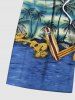 Plus Size Coconut Tree Boat Sea Guitar Print Hawaii Beach Shorts -  